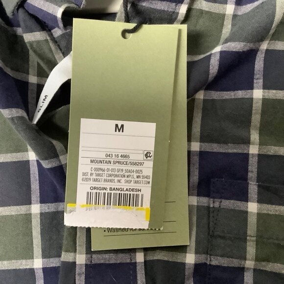 Goodfellow & Co Slim Fit Plaid Shirt Men Sz Medium Long Sleeve Mountain Spruce - Picture 5 of 10